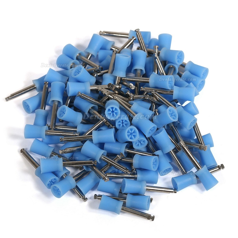 100St Zahnprophy-Cup Blauer Polierkopf , Polierb&uuml;rste aus Gummi